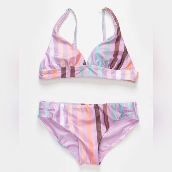 🔹️NWT Raisins Lavender Striped Bralette Swim Set Size 14